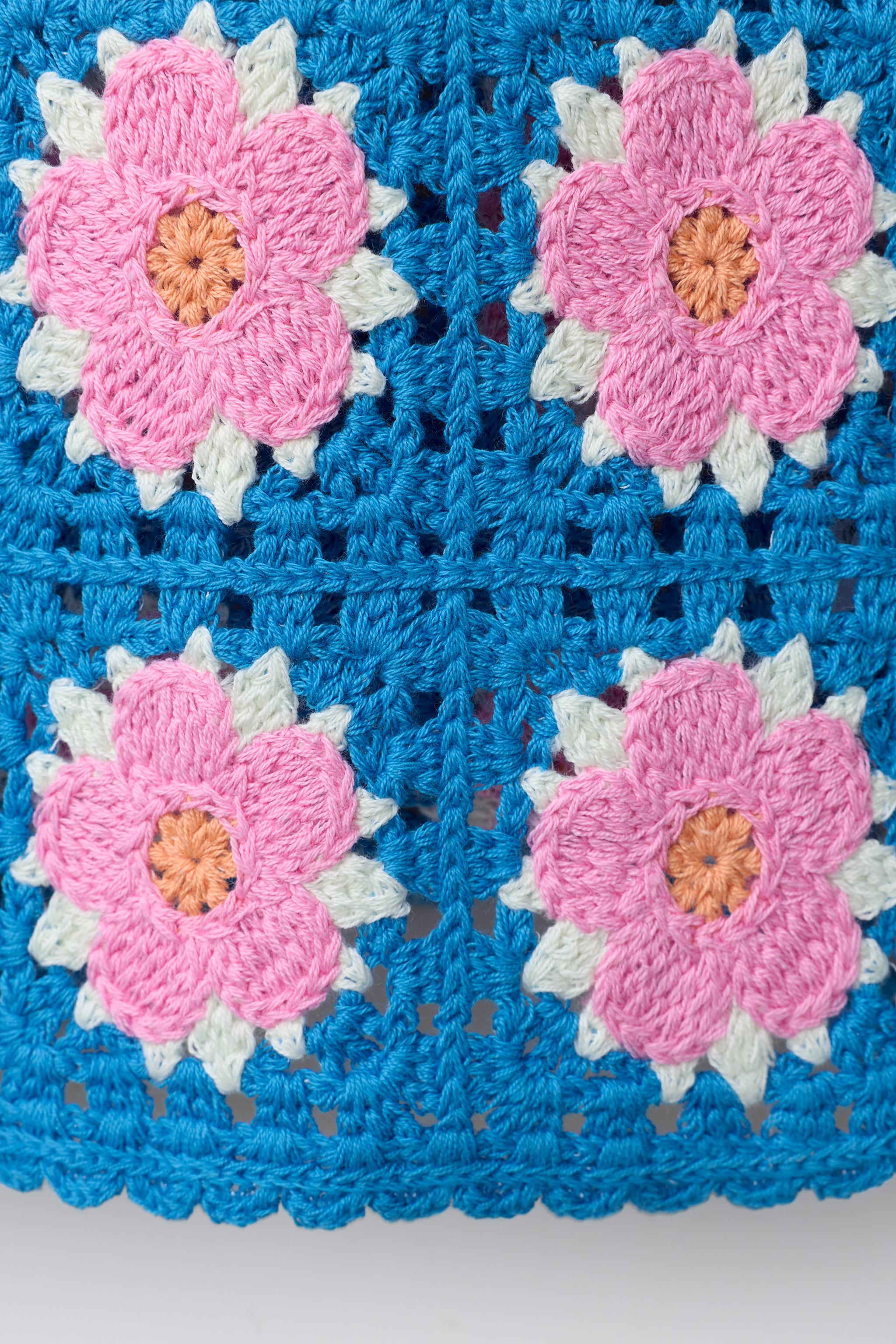 CROCHET KNIT FLORAL DRESS